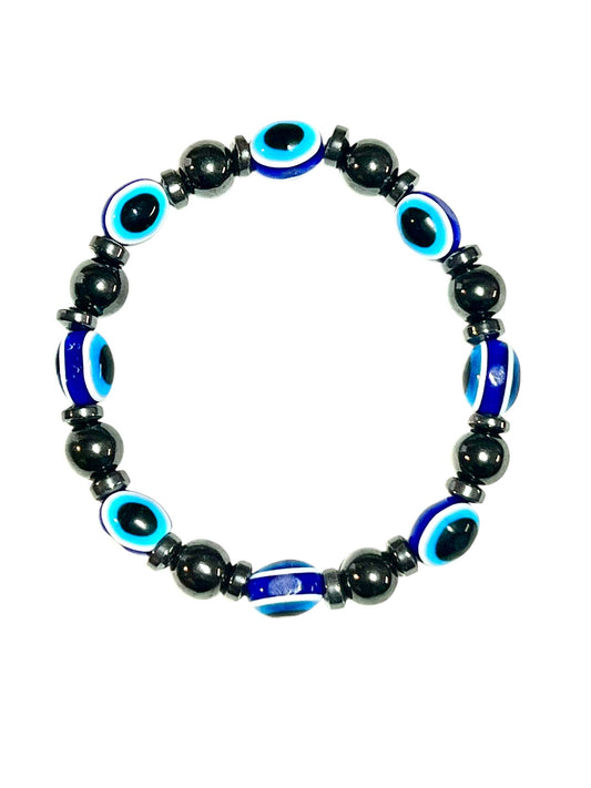 Evil Eye Bracelets - 8mm Magnetite & Resin