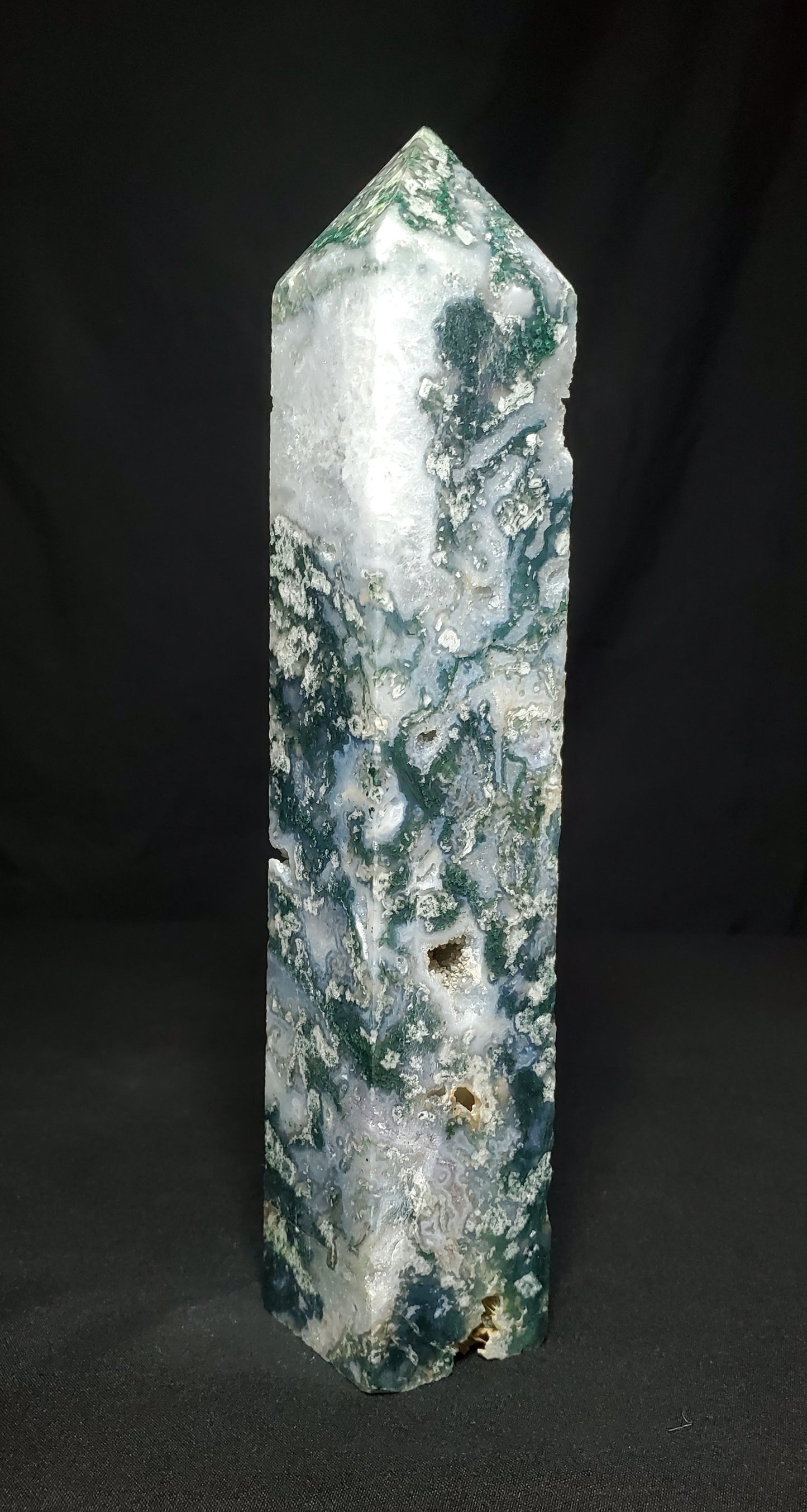 Druzy Moss Agate Tower