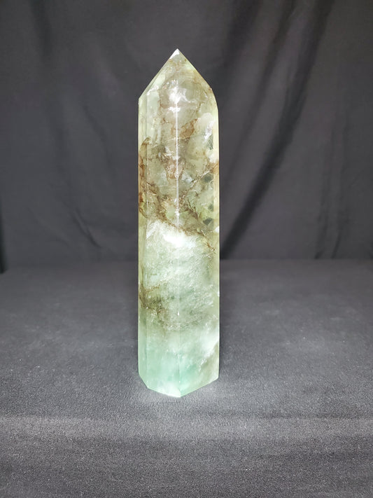 Green Fluorite Tower with Rainbow