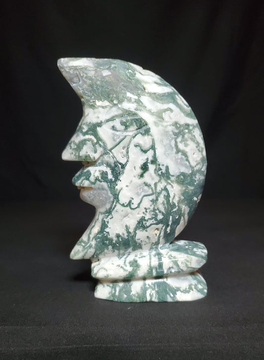 Tree Agate Moon Carving