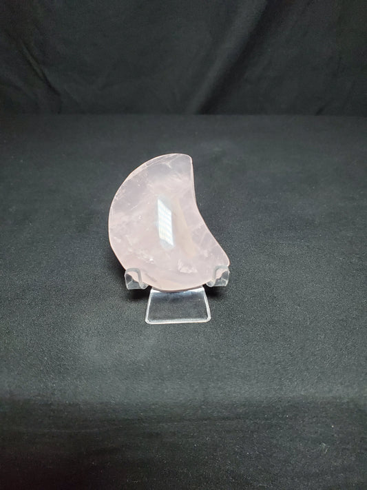 Rose Quartz Moon Carving