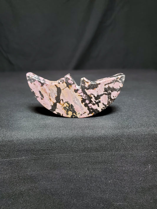 Rhodonite Moon Carving