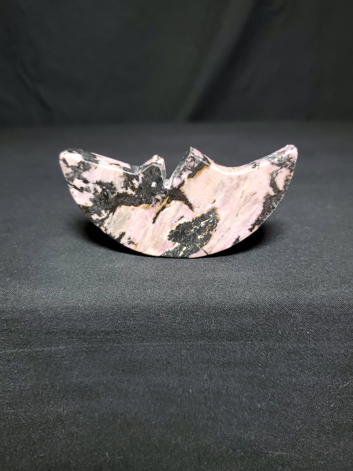 Rhodonite Moon Carving