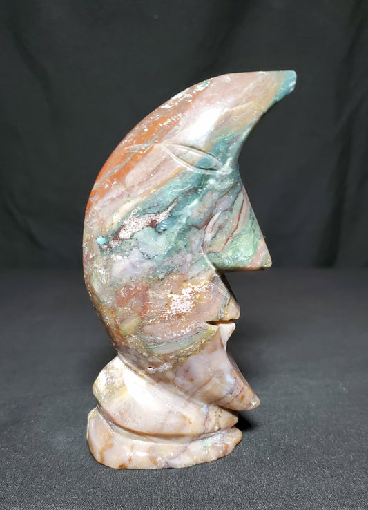 Ocean Jasper Moon Carving