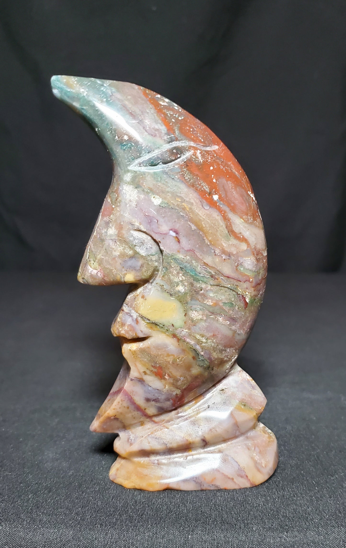 Ocean Jasper Moon Carving