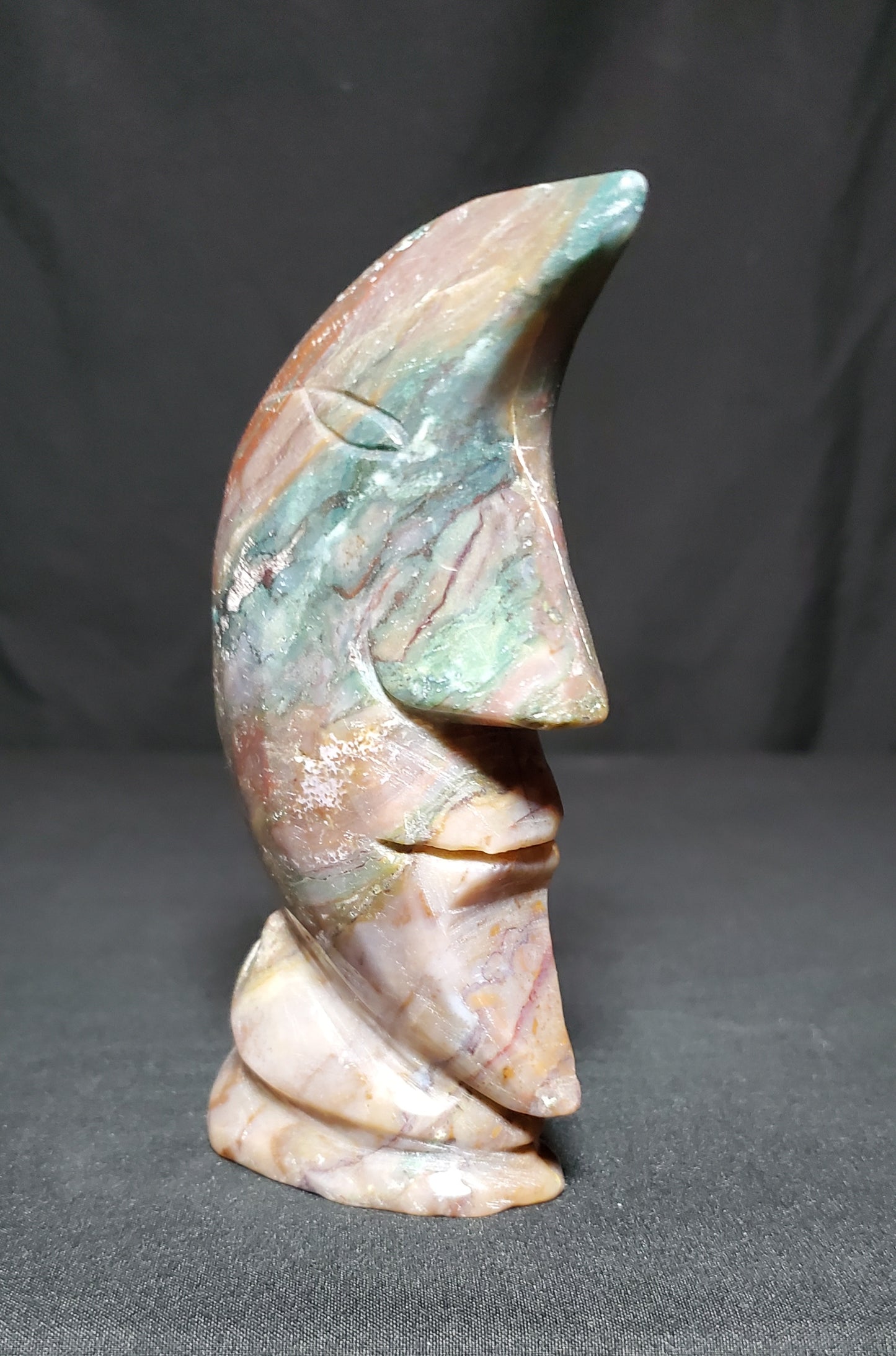 Ocean Jasper Moon Carving