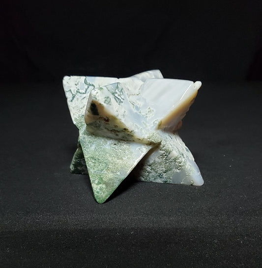 Druzy Tree Agate Merkabah Star Carving