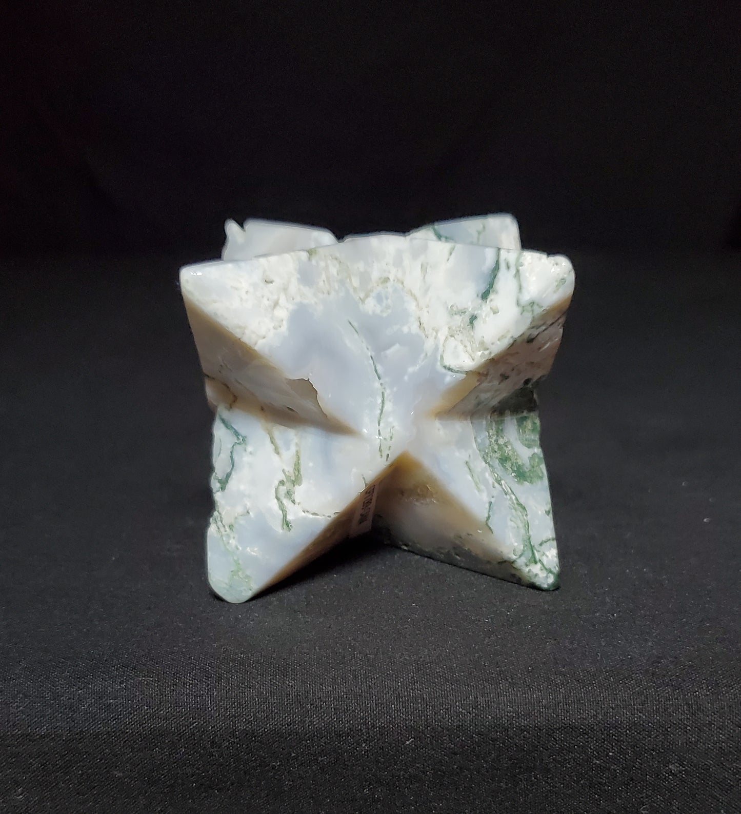 Druzy Tree Agate Merkabah Star Carving