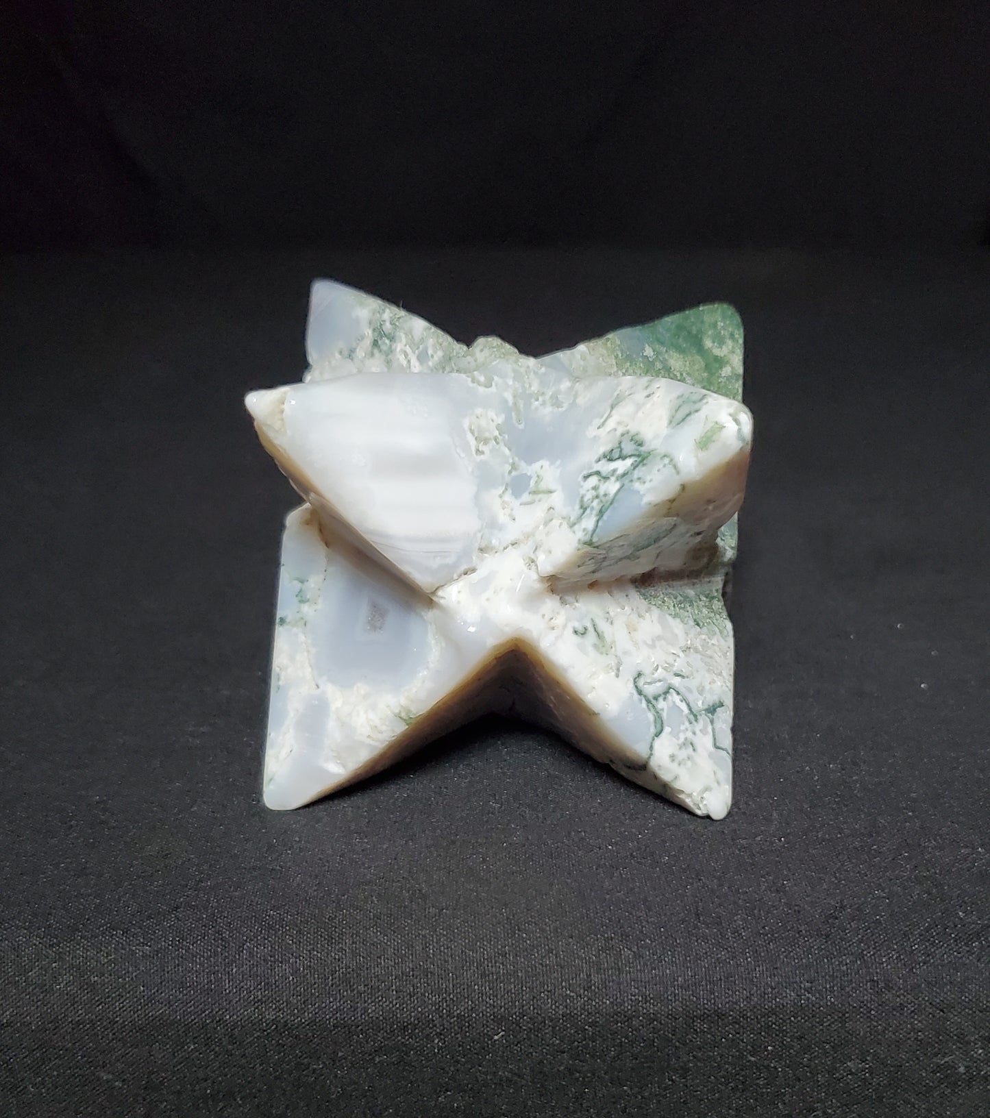 Druzy Tree Agate Merkabah Star Carving