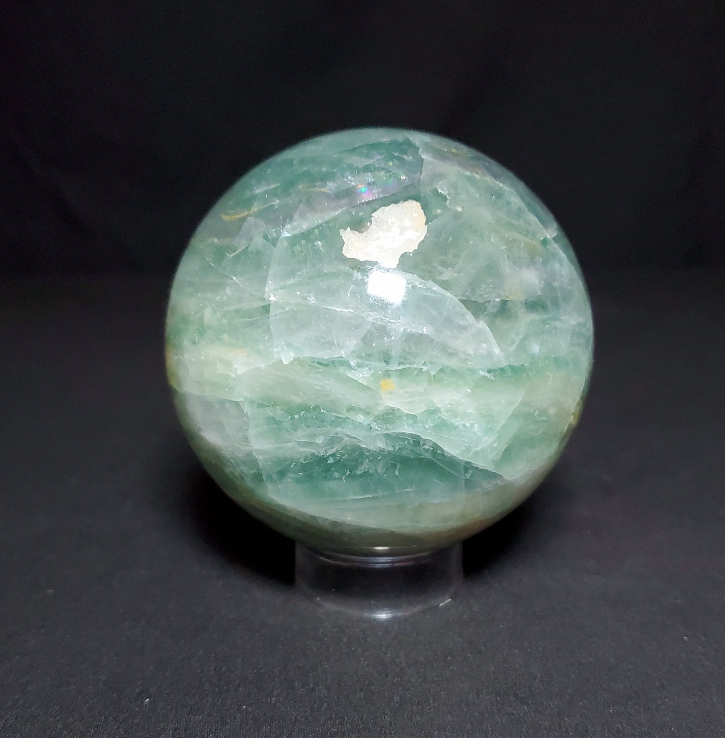 Green Fluorite Sphere with Rainbow