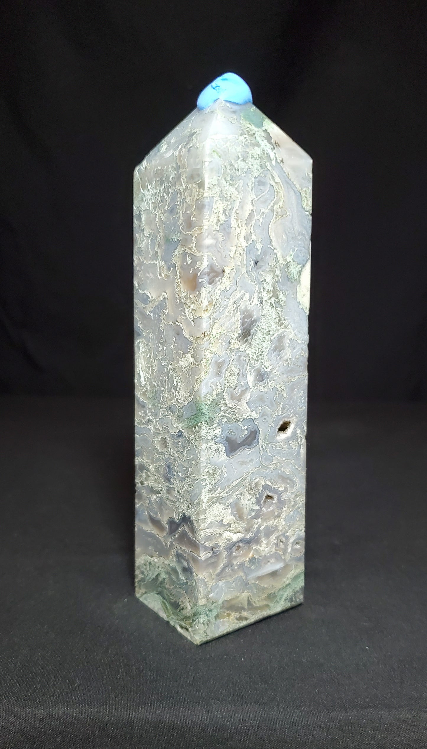 Druzy Moss Agate Tower