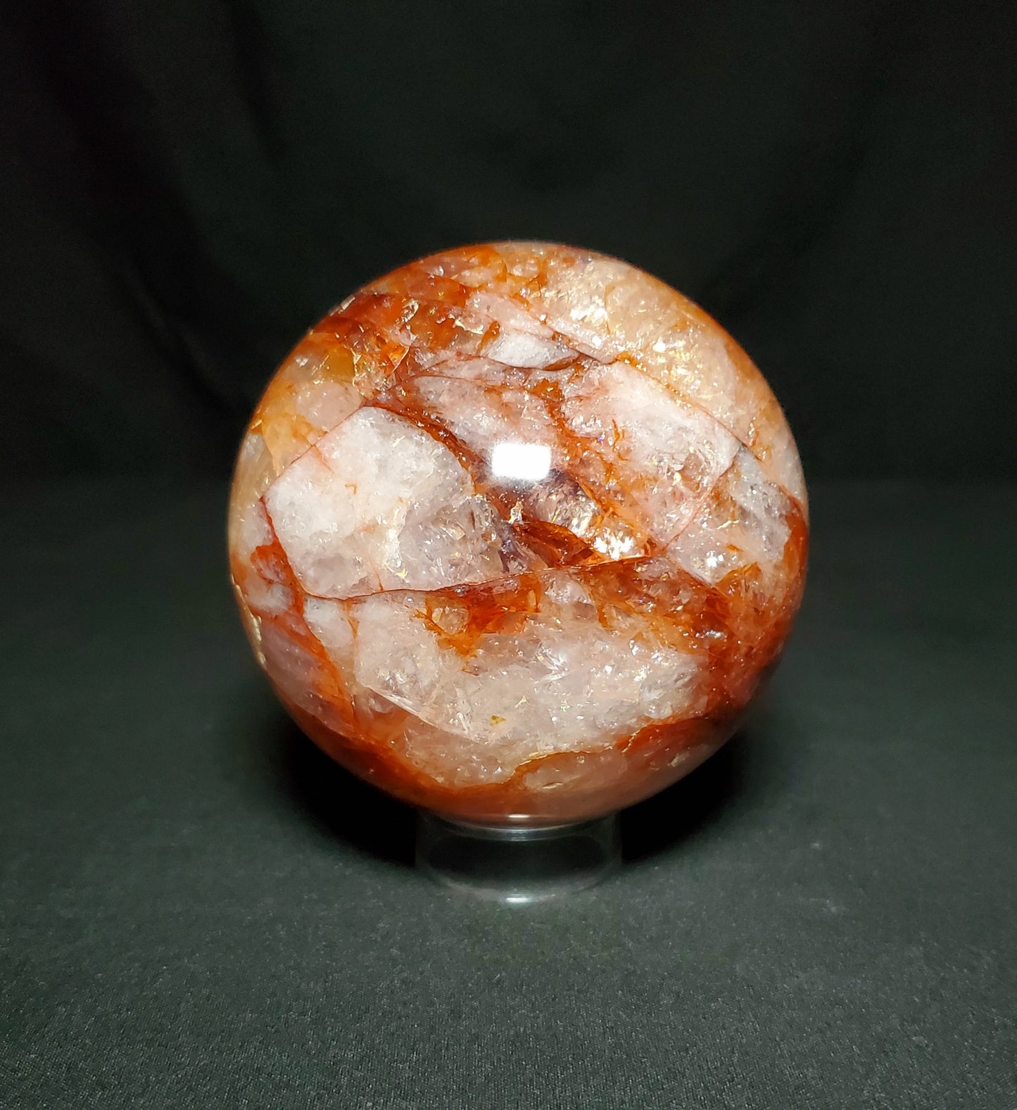 Fire Quartz Sphere with Rainbow