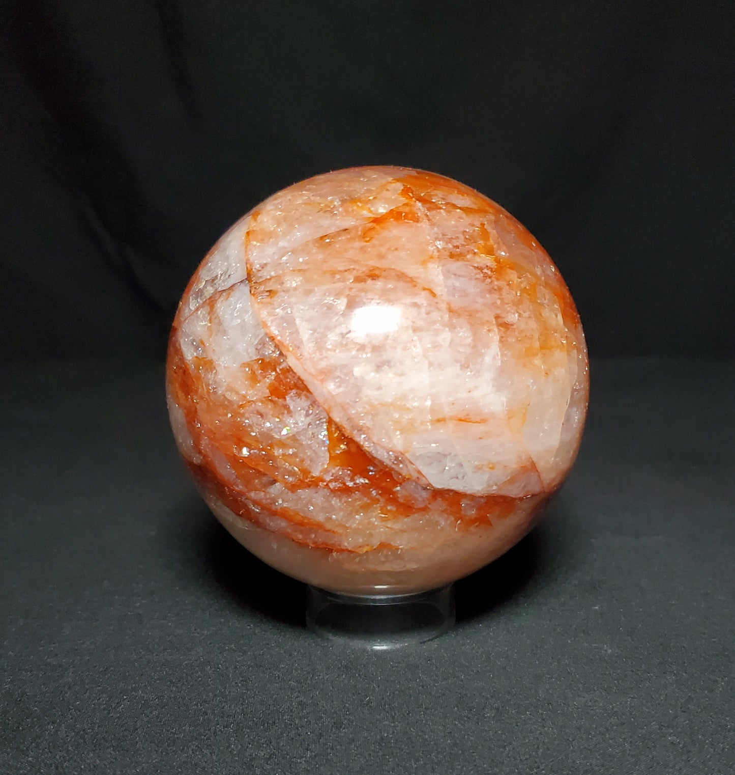 Fire Quartz Sphere with Rainbow