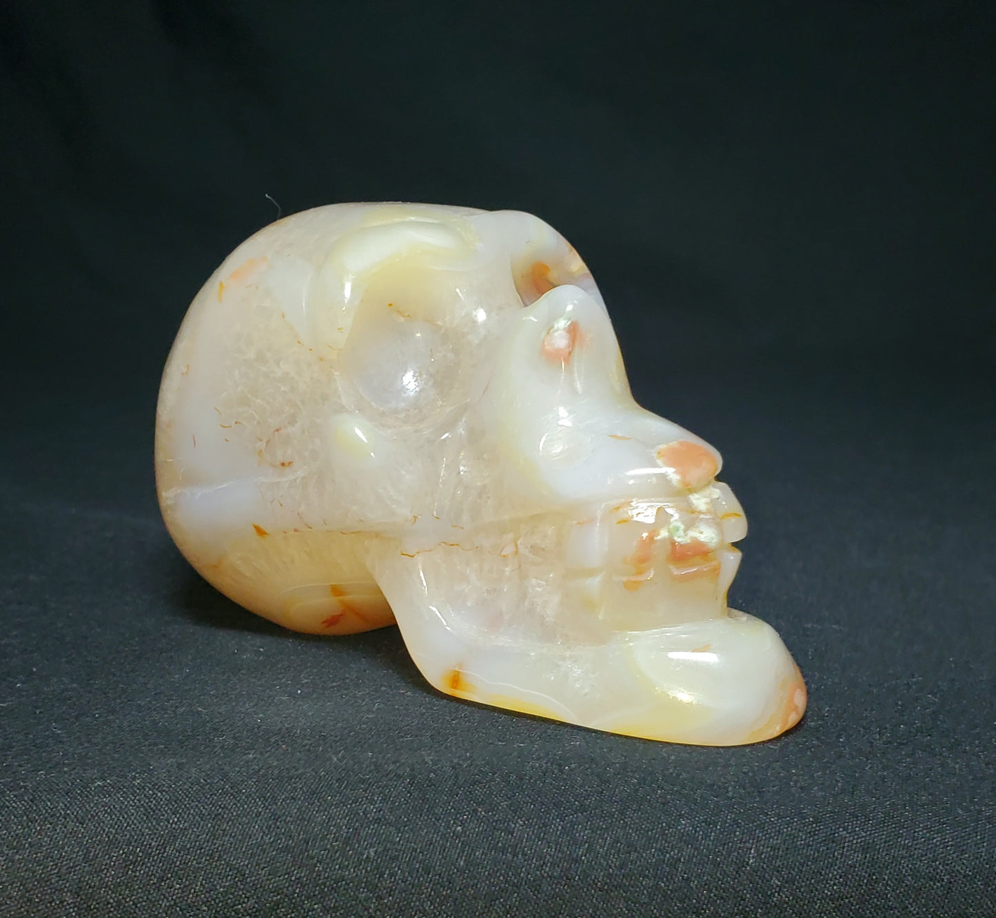 Flower Agate Skull Carving