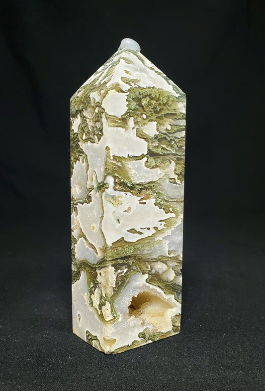 Druzy Moss Agate Tower