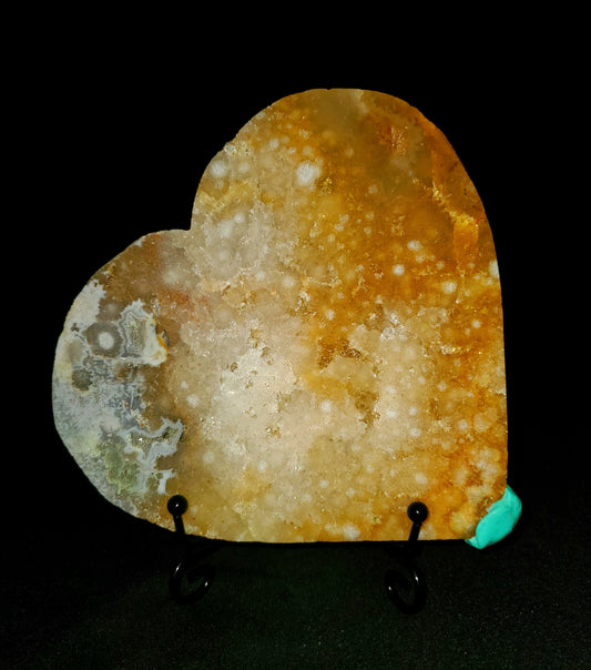 Druzy Pink Amethyst Heart Carving with Stand