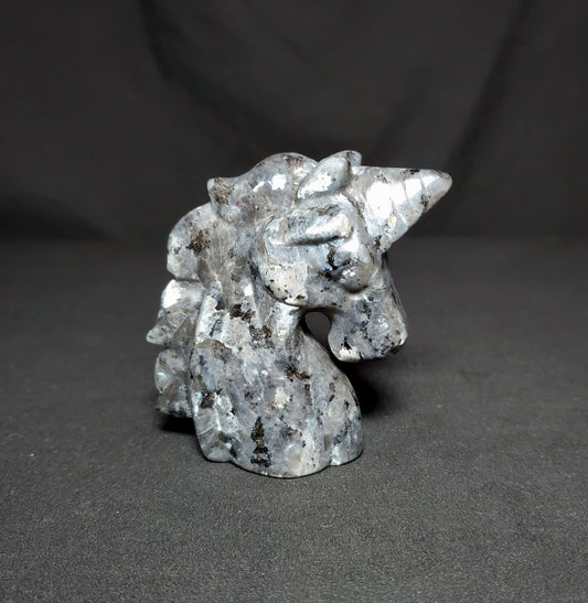 Larvikite Unicorn Carving