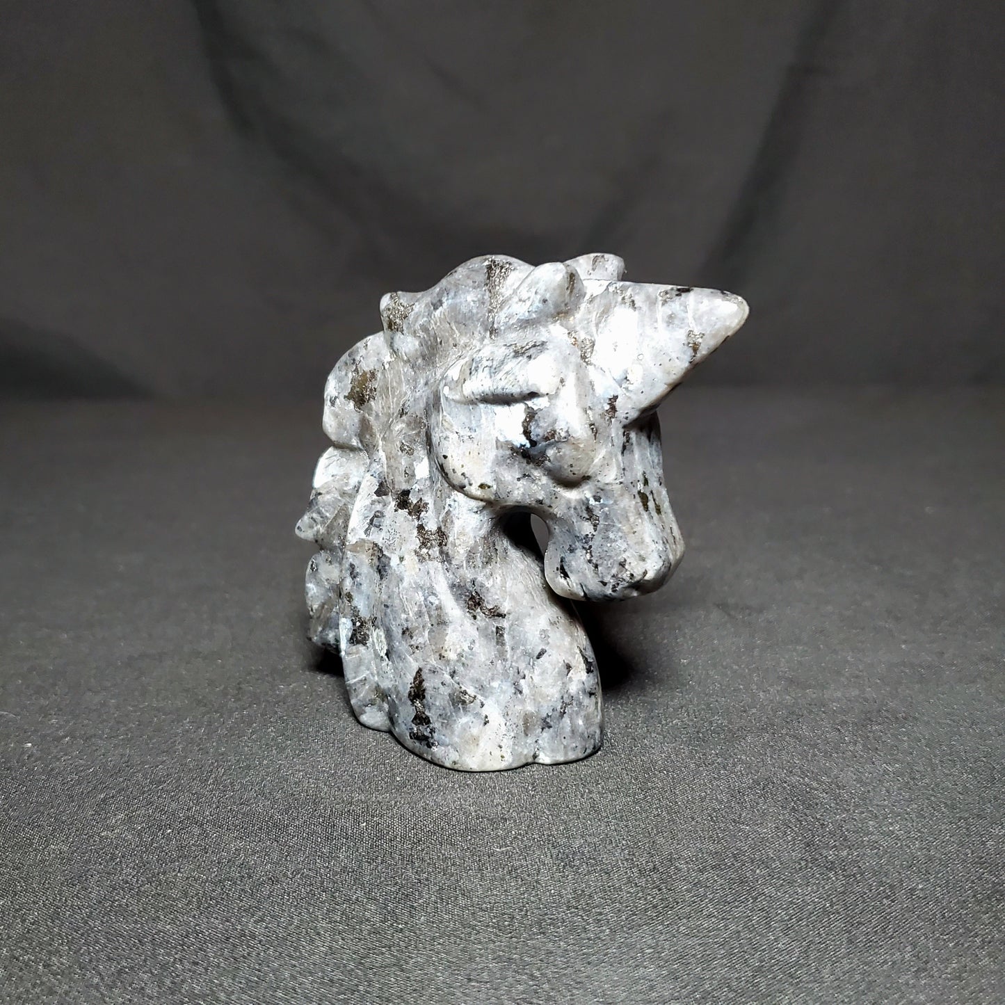 Larvikite Unicorn Carving