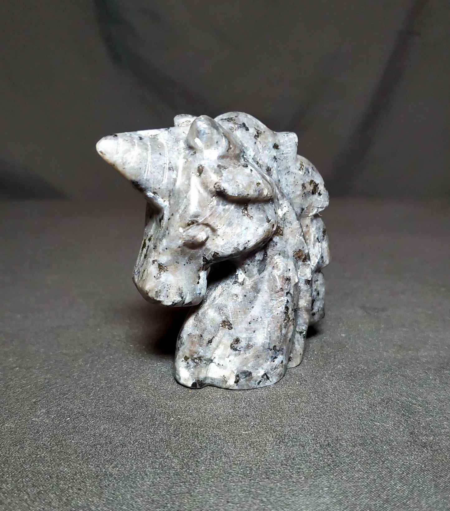 Larvikite Unicorn Carving