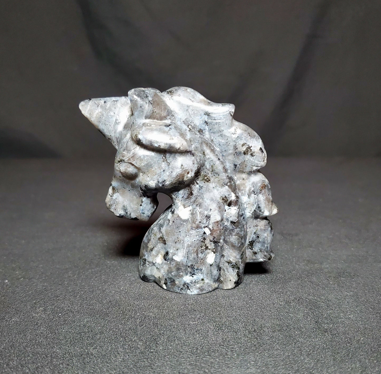 Larvikite Unicorn Carving