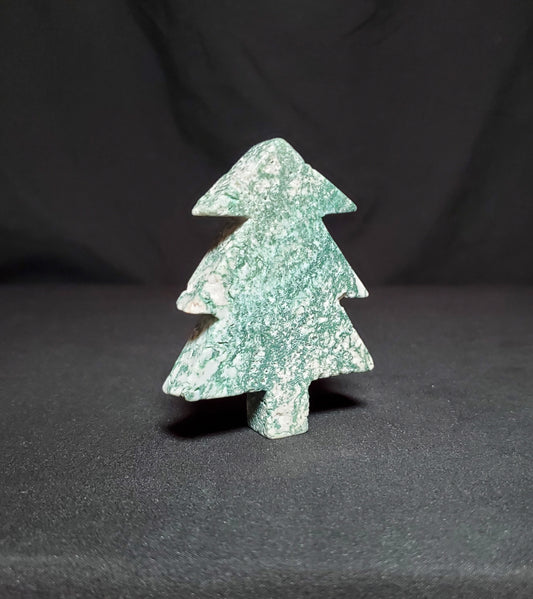 Moss Agate Christmas Tree Carving