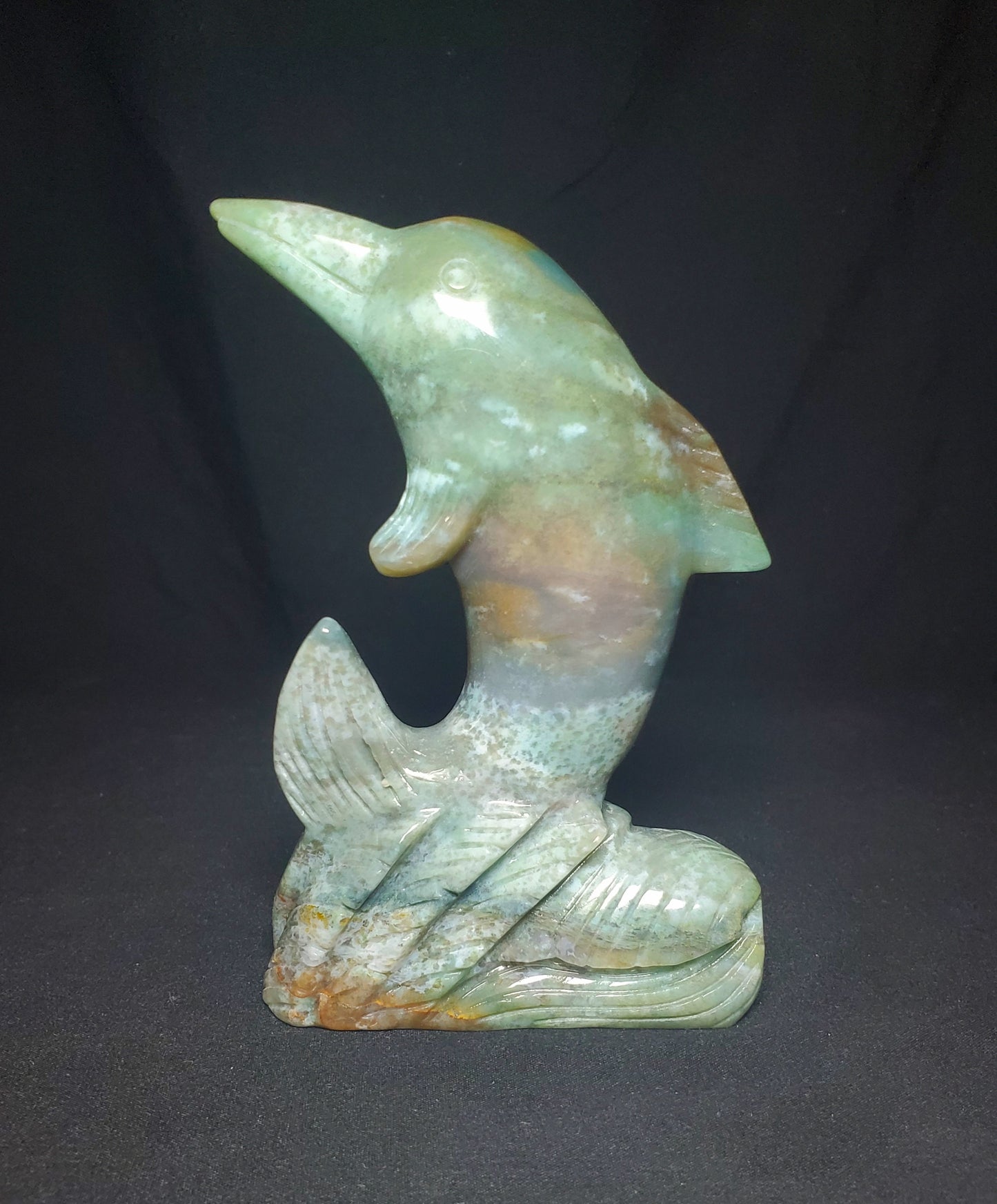 Ocean Jasper Dolphin Carving #