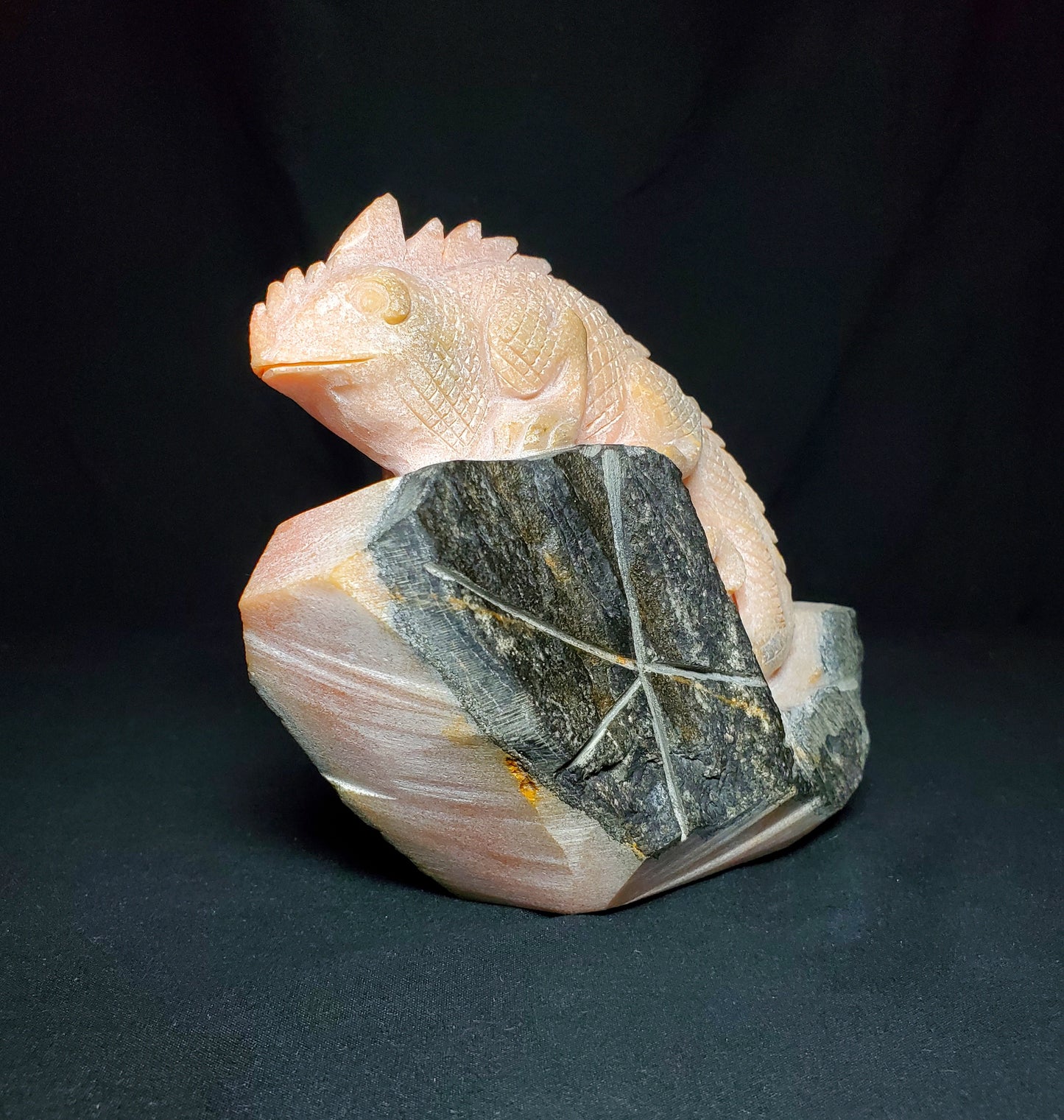 Orange Calcite Lizard Carving #