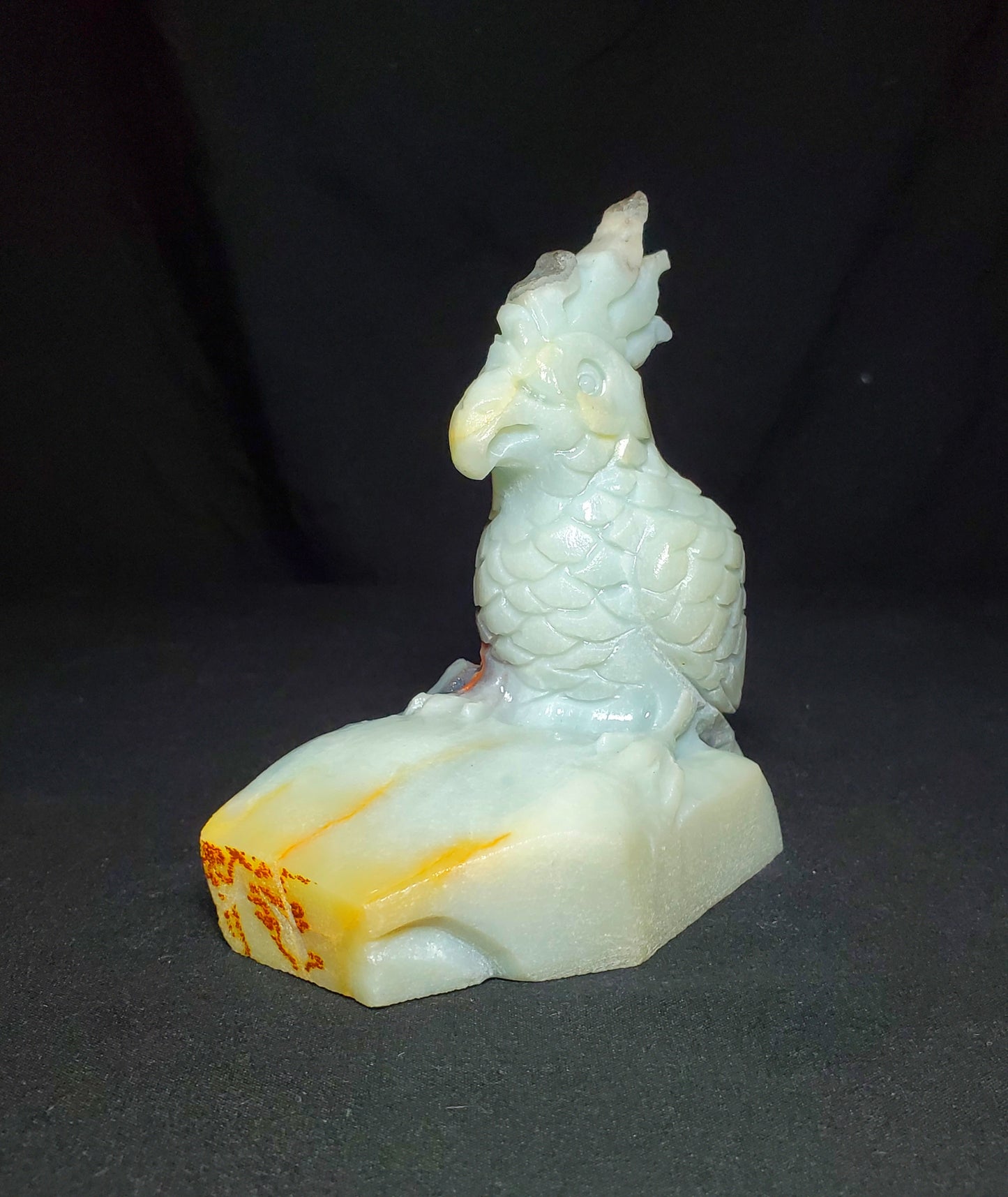 Caribbean Calcite Parrot Carving