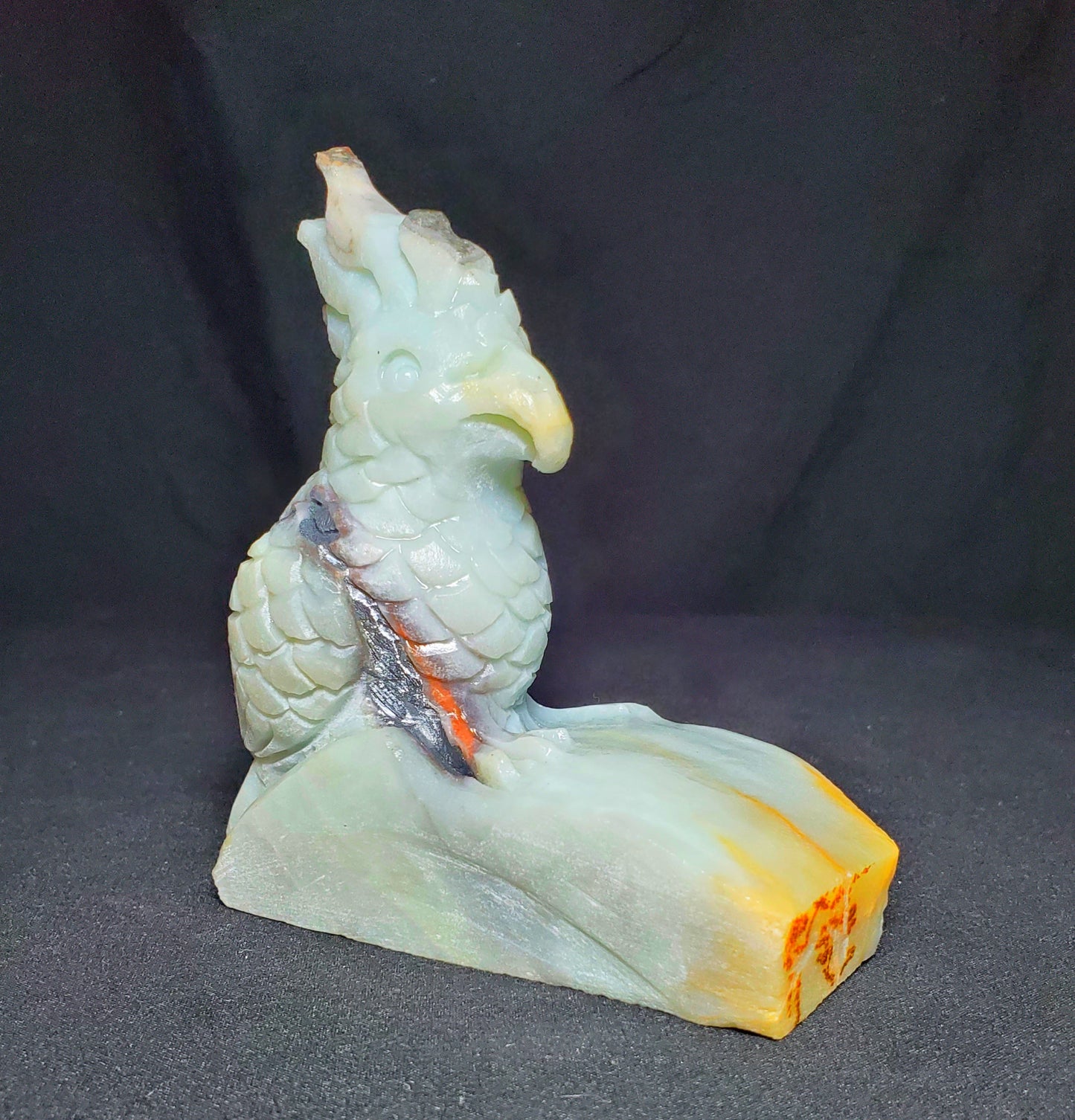 Caribbean Calcite Parrot Carving