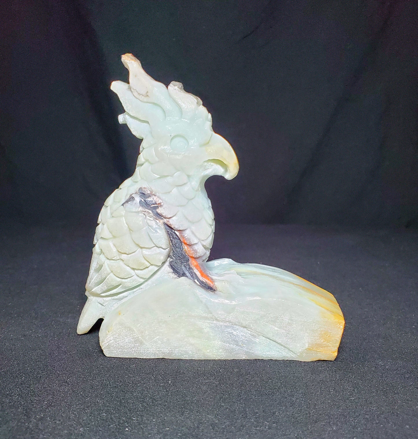 Caribbean Calcite Parrot Carving