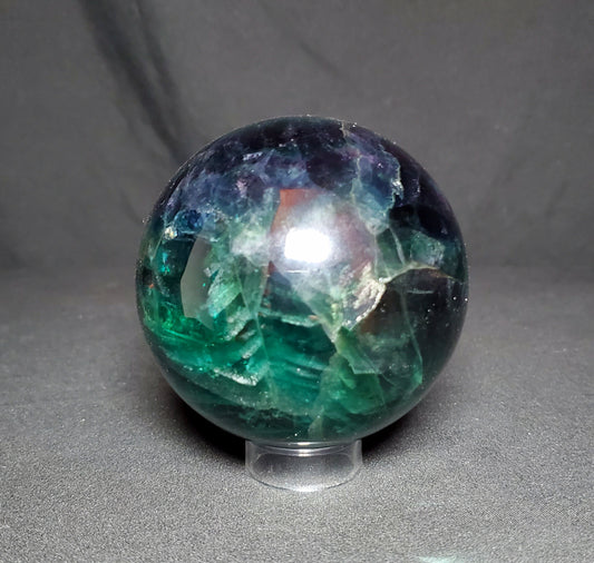 Green and Purple Fluorite Sphere