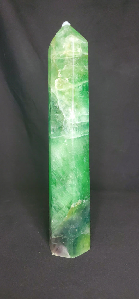 Green Fluorite Tower with Rainbow #