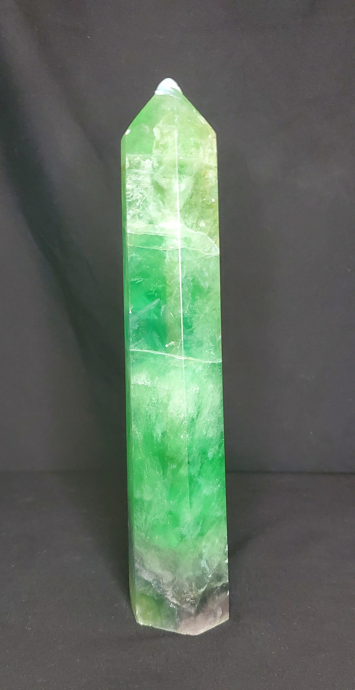 Green Fluorite Tower with Rainbow #