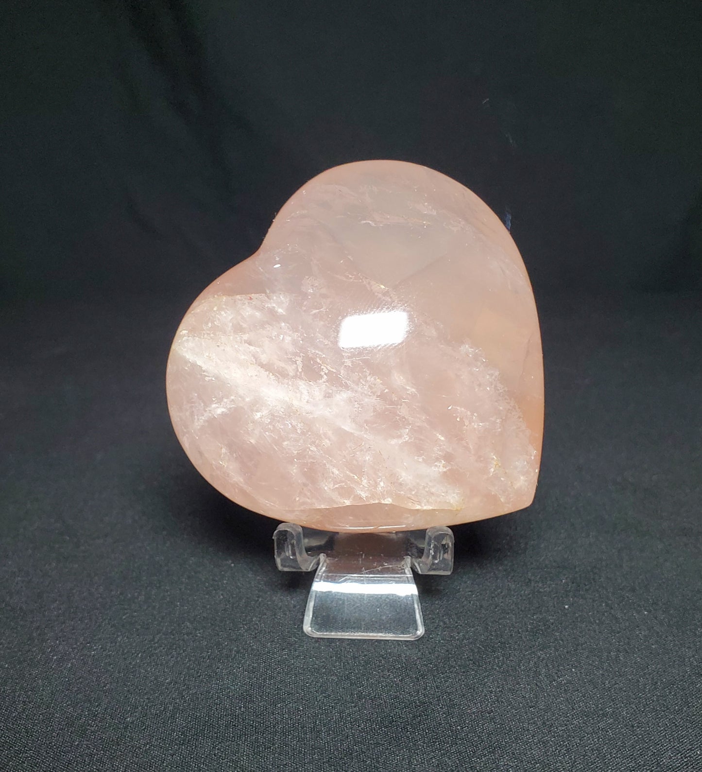 Rose Quartz Heart Carving with Rainbow #