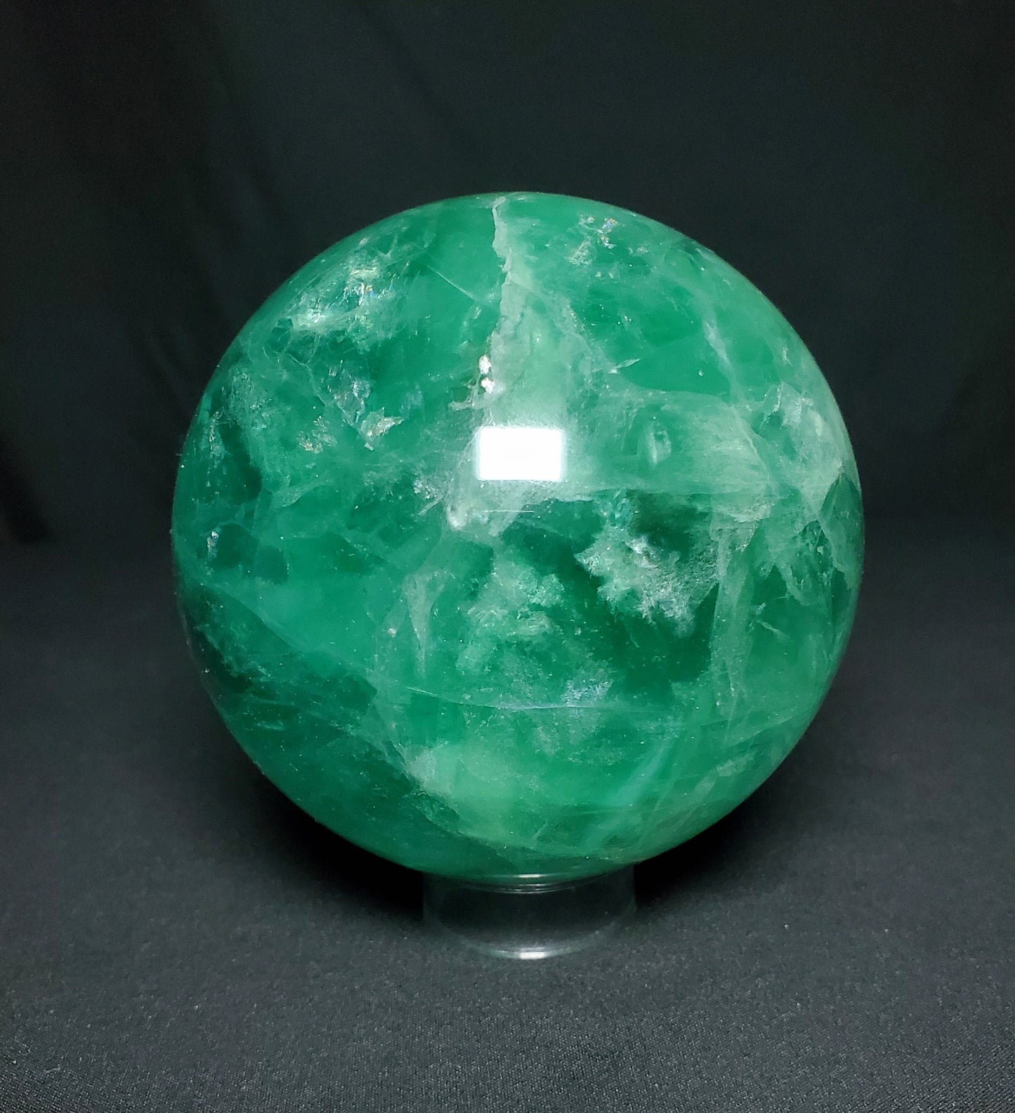 Green Fluorite Sphere with Rainbow #