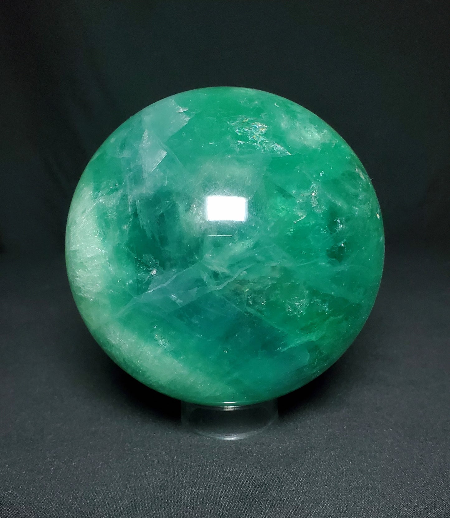 Green Fluorite Sphere with Rainbow #