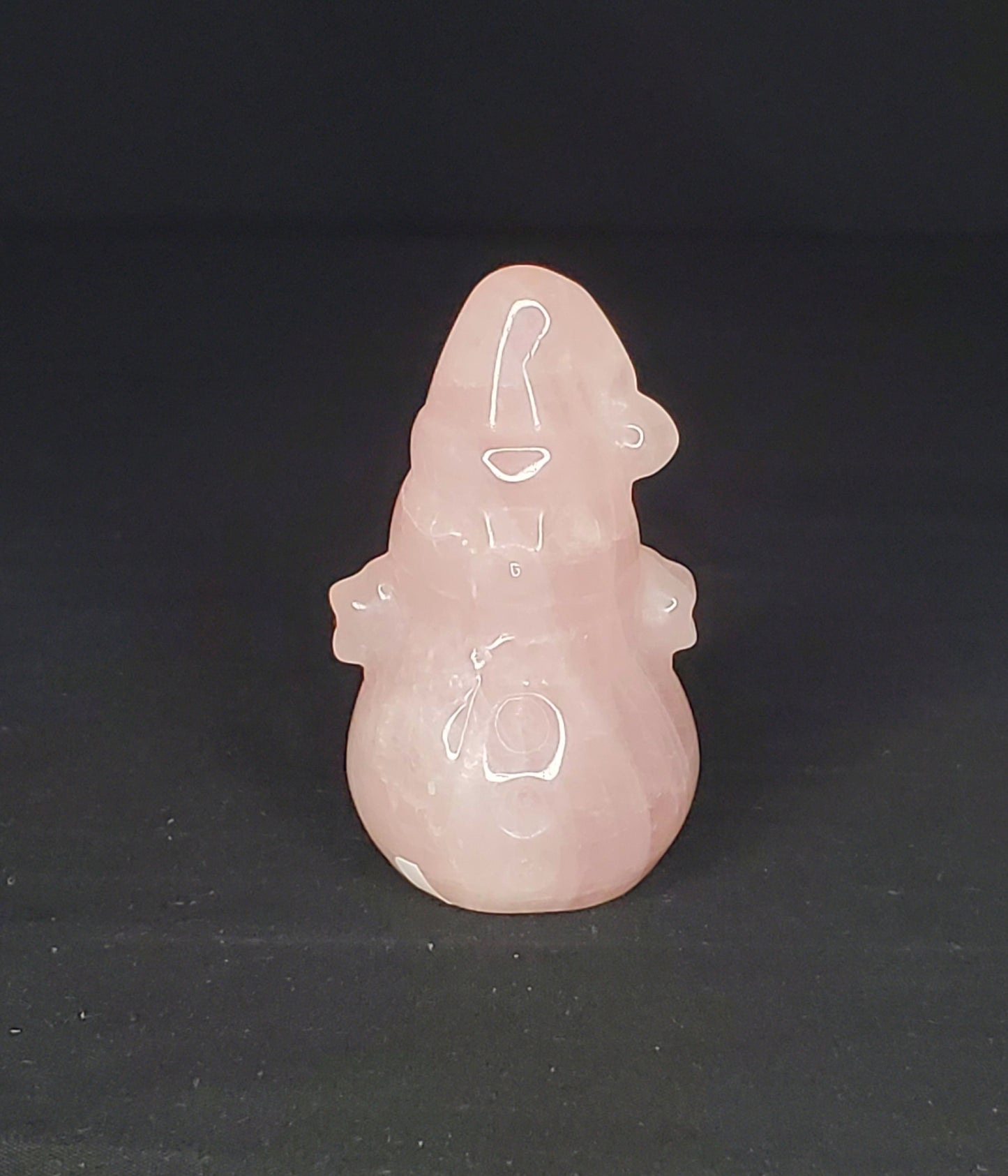 Rose Quartz Snowman Carving