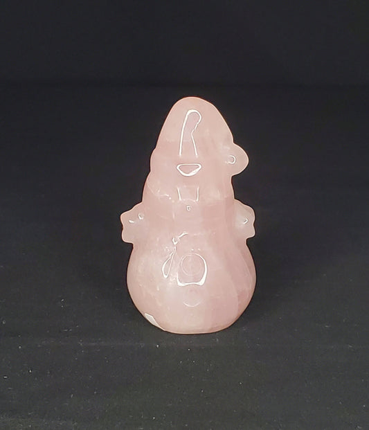 Rose Quartz Snowman Carving