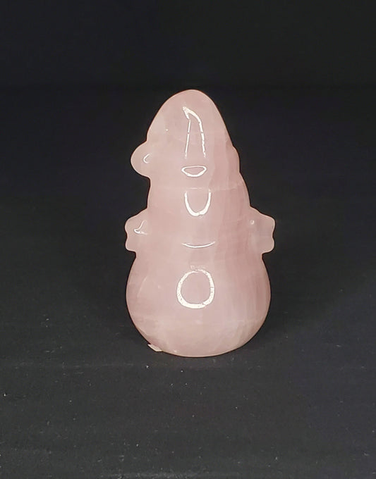 Rose Quartz Snowman Carving
