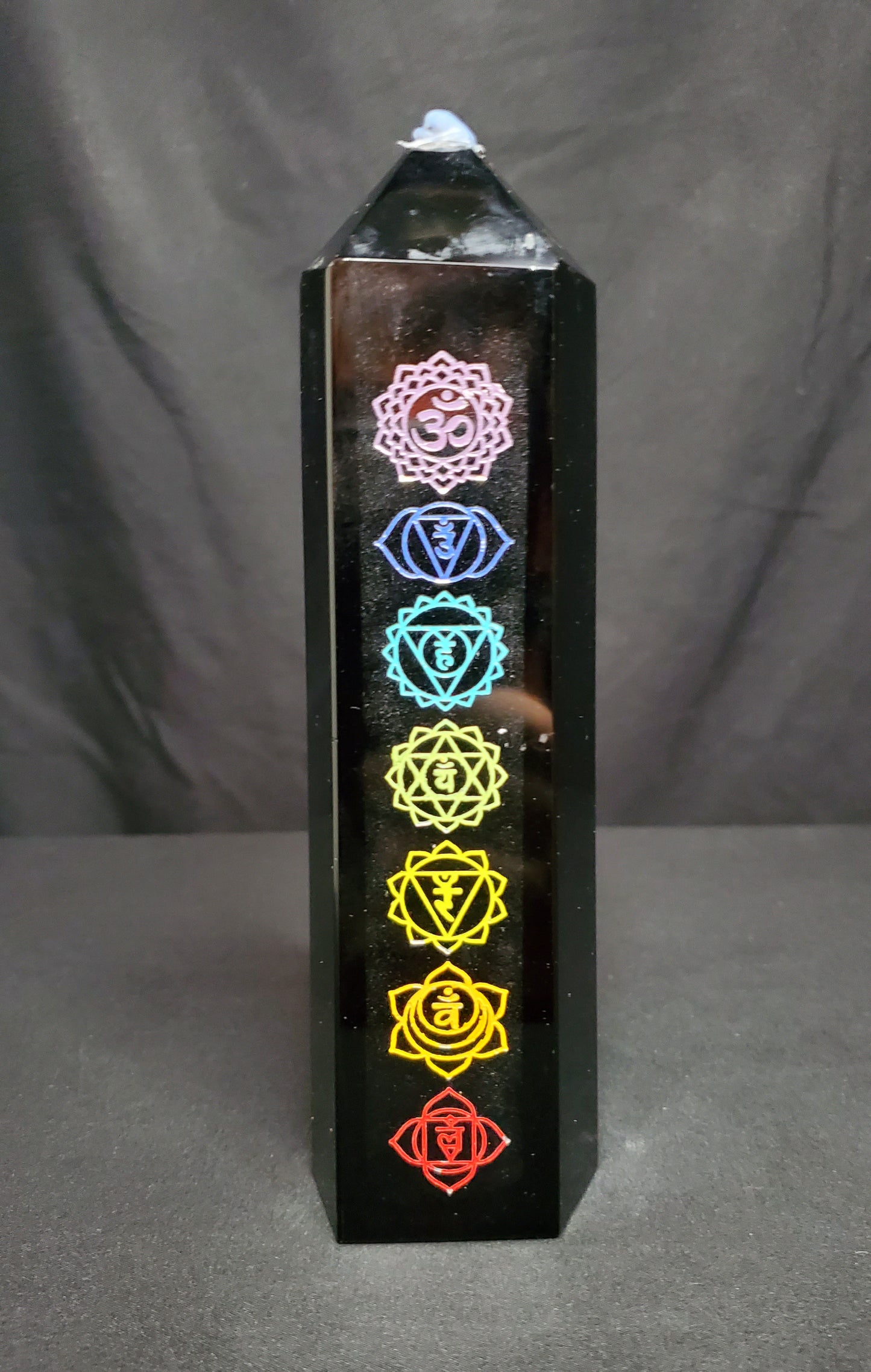 Black Obsidian Tower (7 Chakra Design)