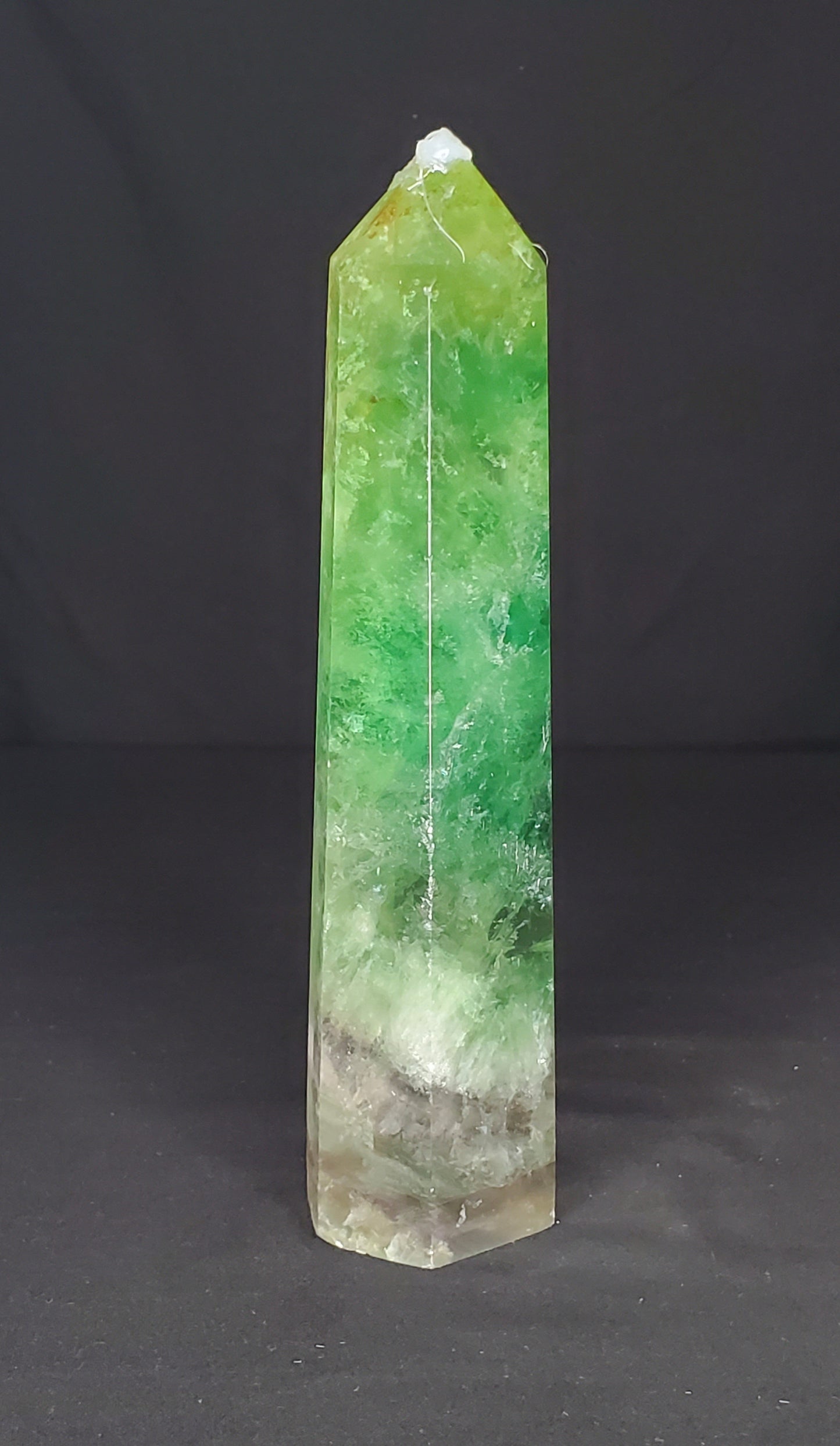 Green Fluorite Tower with Rainbow #