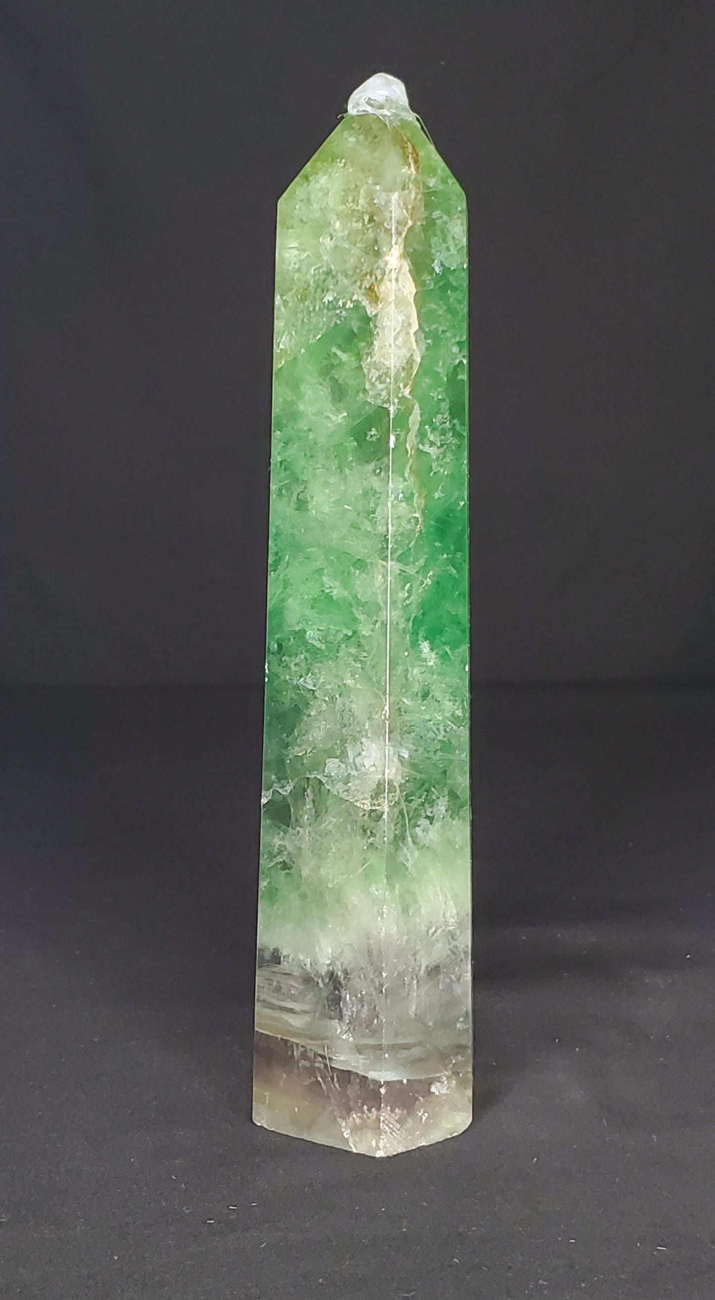 Green Fluorite Tower with Rainbow #