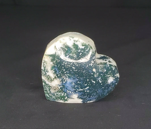 Moss Agate Heart Carving #