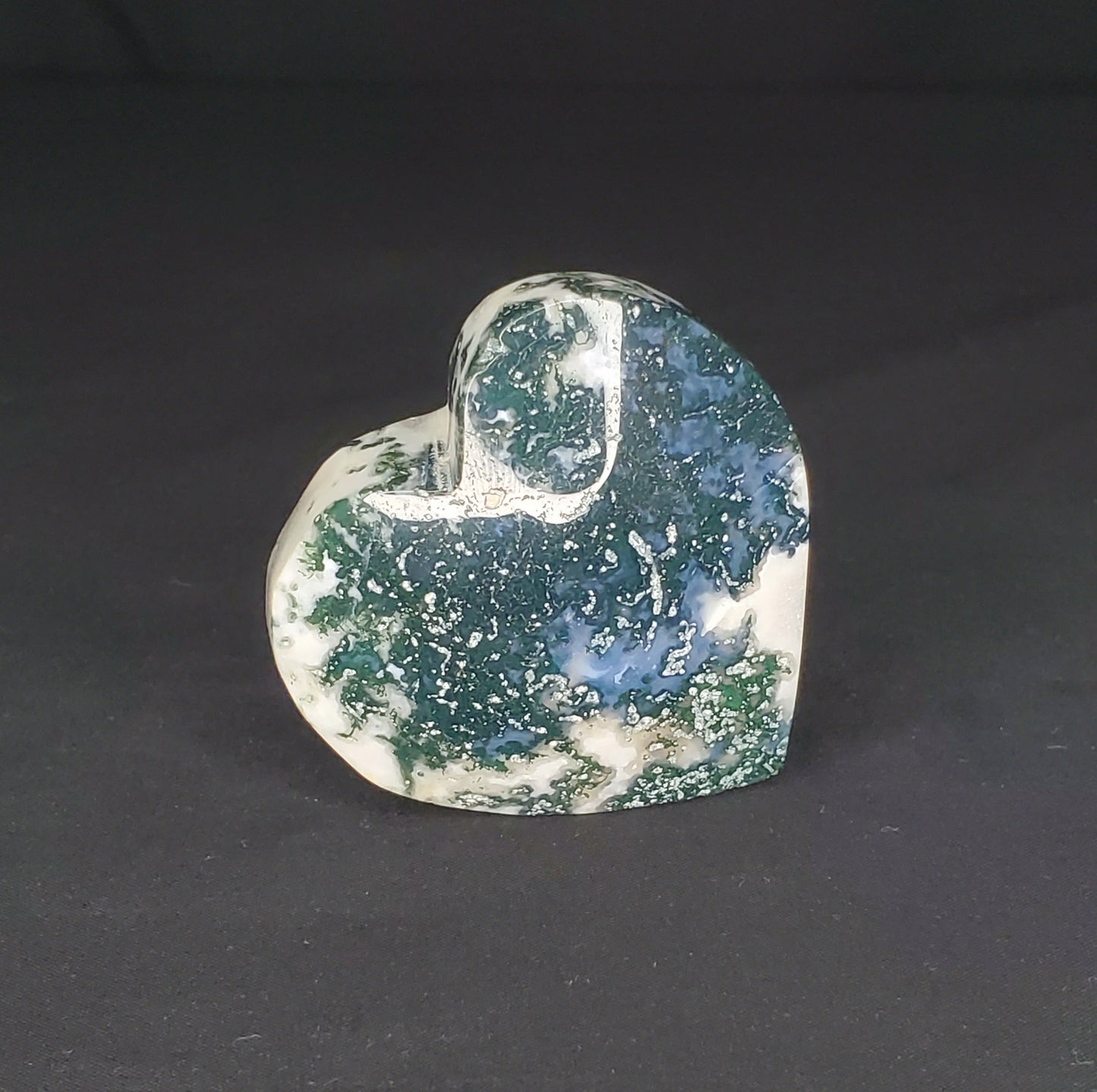 Moss Agate Heart Carving #