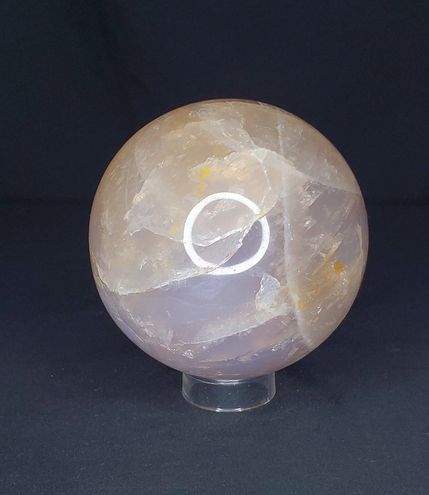 Blue Rose Quartz Sphere with Rainbow