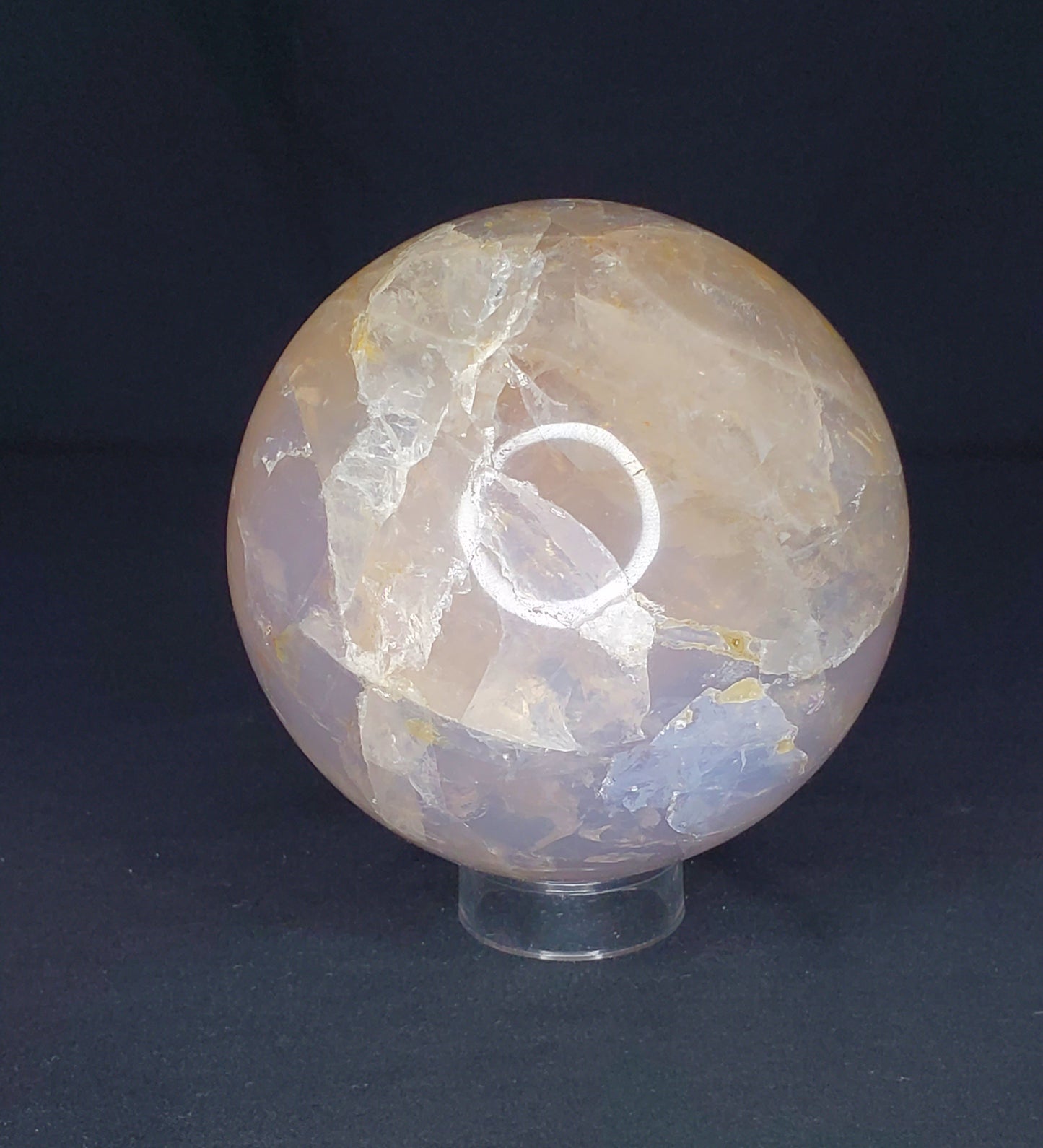 Blue Rose Quartz Sphere with Rainbow