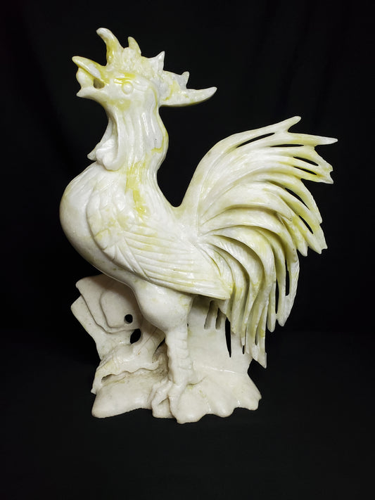 Green Jade Rooster Carving