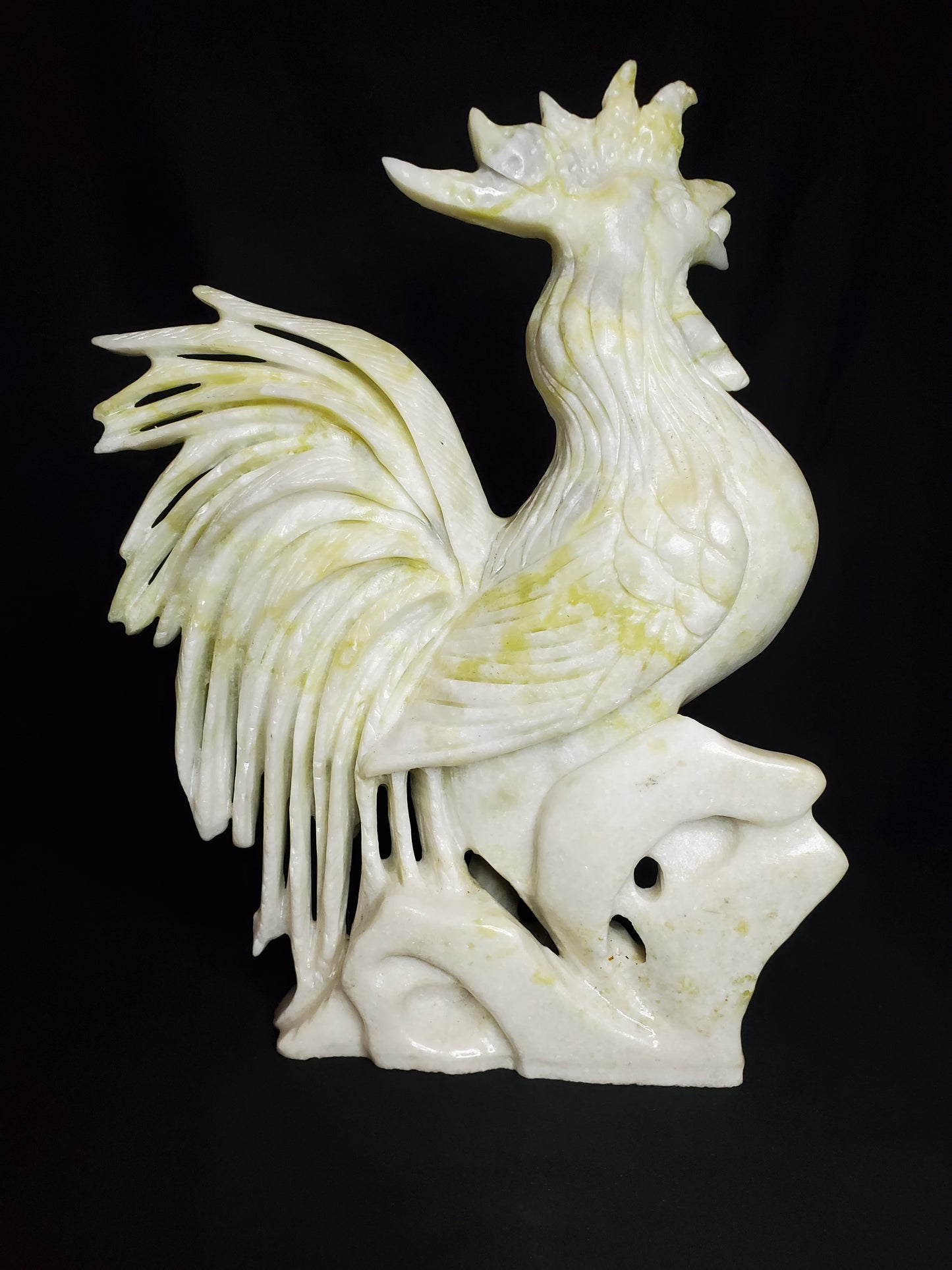 Green Jade Rooster Carving