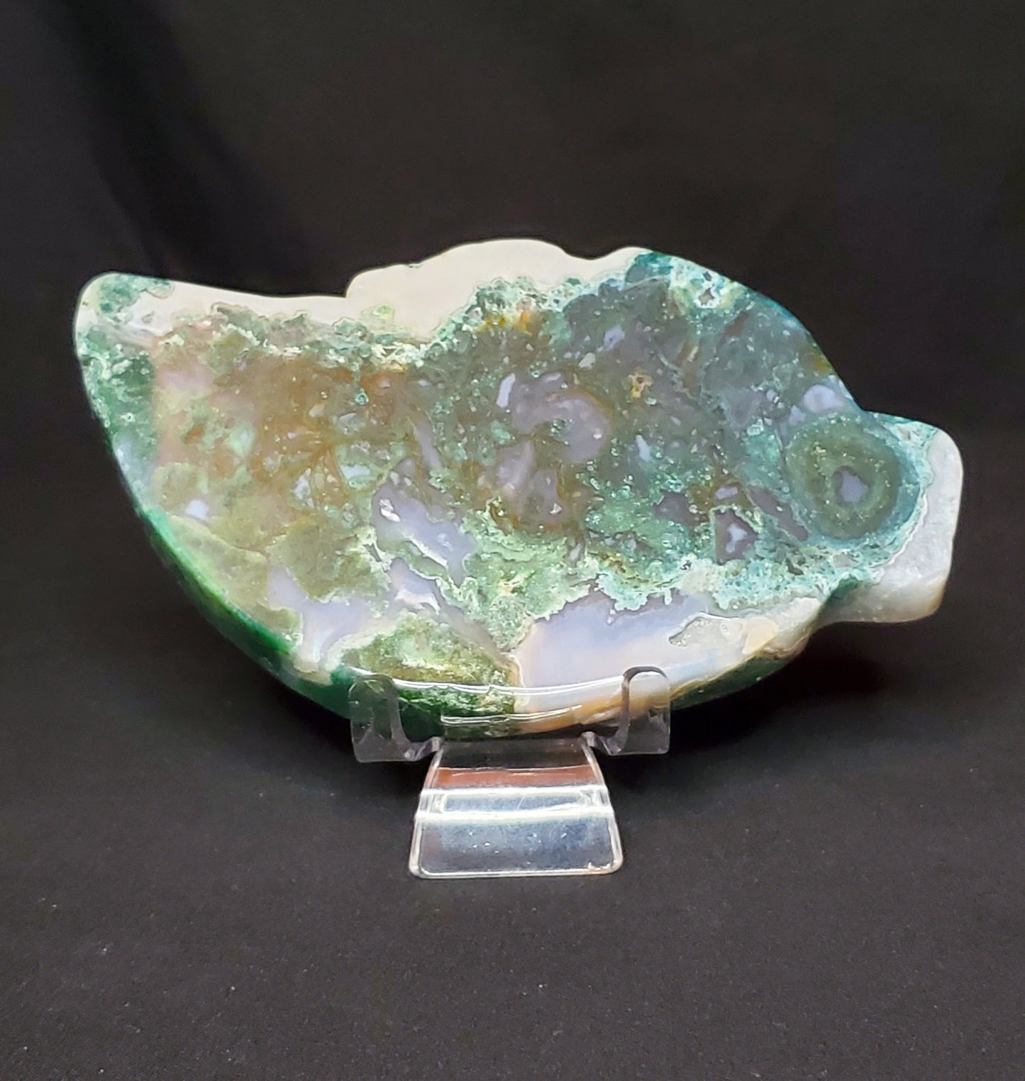 Moss Agate Leaf Carving #