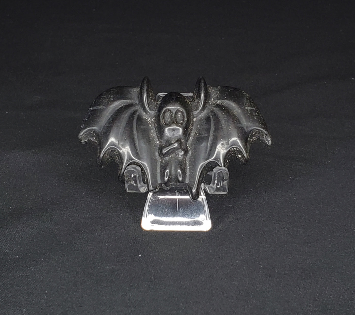 Black Obsidian Bat Carving